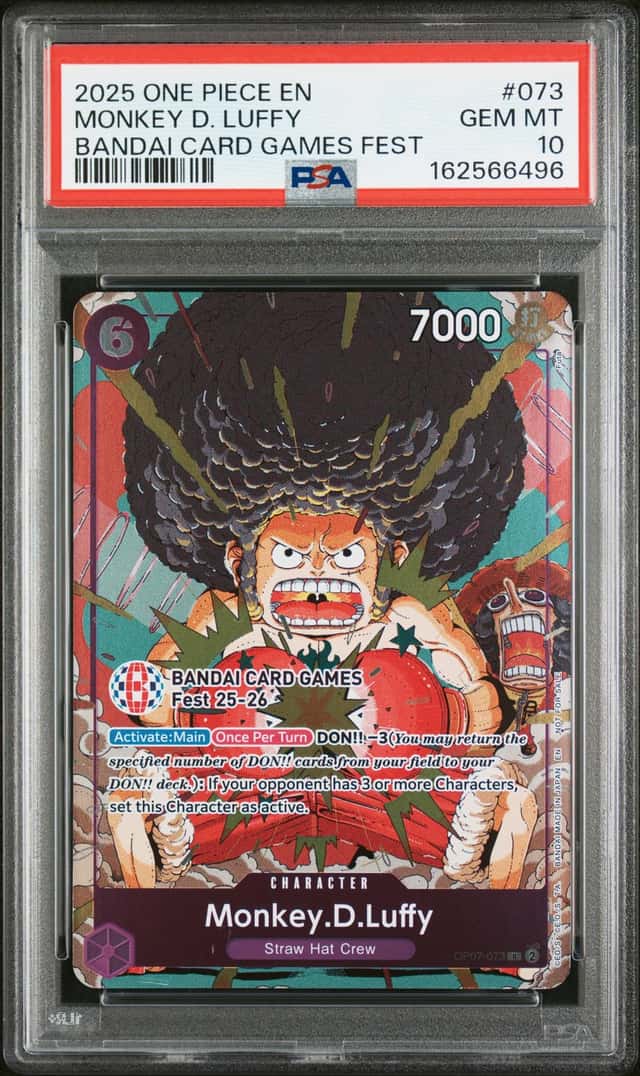 2025 One Piece EN Bandai Card Game Fest #073 Monkey D Luffy PSA 10 GEM MINT