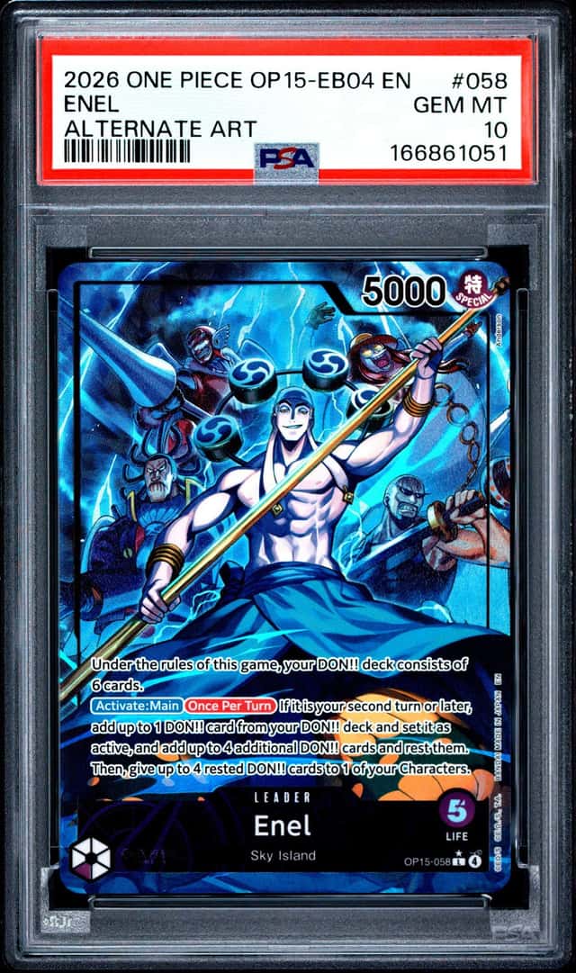 2026 One Piece OP15-EB04 EN Alternate Art #058 Enel PSA 10 GEM MINT
