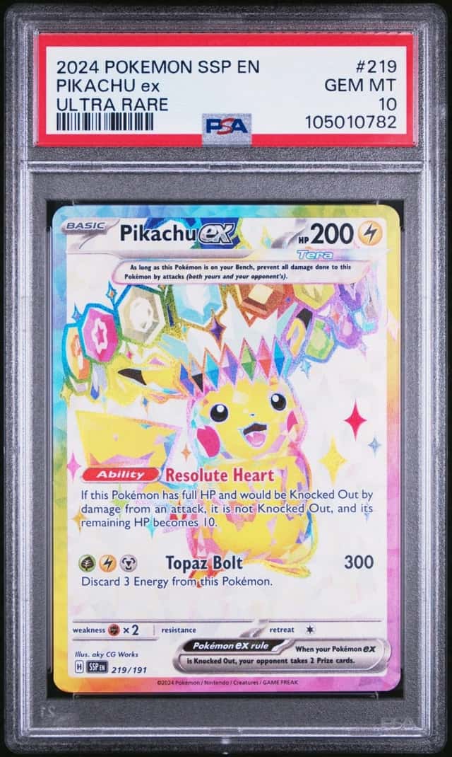 Pokemon Pikachu ex Surging Sparks 219/191 Ultra Rare PSA 10 Gem Mint