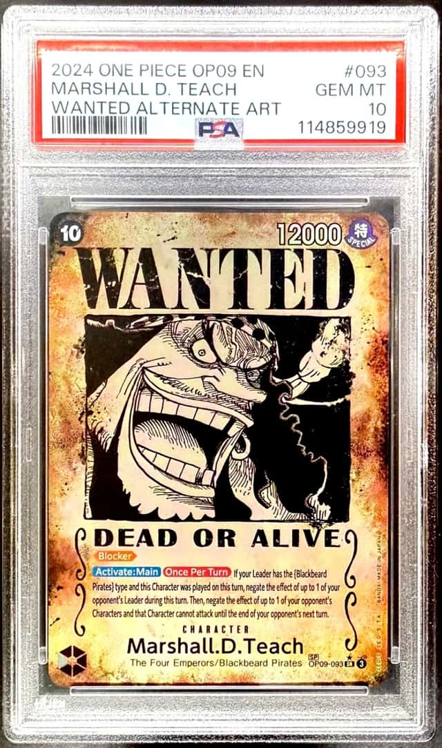 2024 One Piece OP09 En Marshall D. Teach Wanted Alternate Art #093 PSA 10 Gem