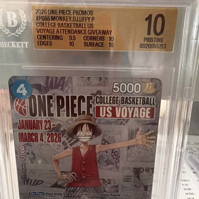 One Piece Monkey D Luffy College Basketball US Voyage P-055 BGS 10 BECKETT