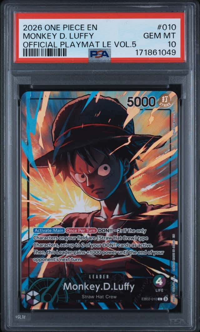 2026 One Piece EN Official Playmat LE Vol.5 #010 Monkey D Luffy PSA 10 GEM MINT