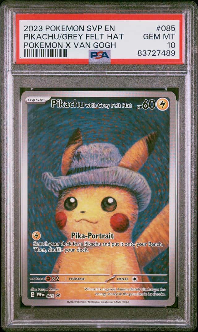 2023 POKEMON SVP EN-SV BLACK STAR PROMO #085 PIKACHU WITH GREY FELT HAT PSA 10