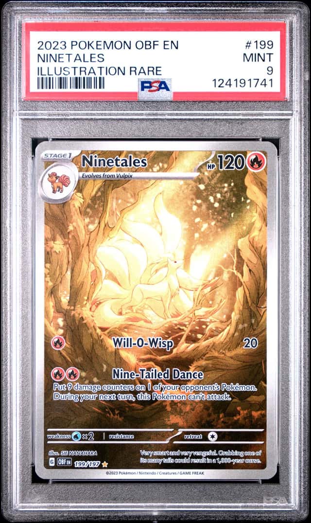2023 POKEMON OBF EN-OBSIDIAN FLAMES ILLUSTRATION RARE #199 NINETALES PSA 9