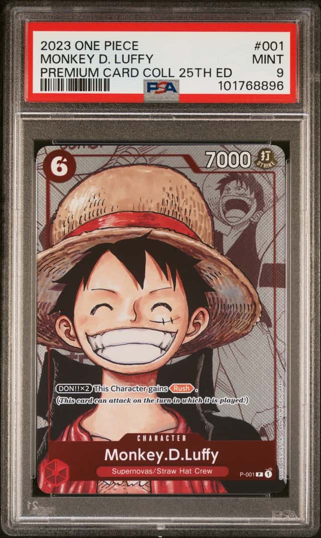 2023 ONE PIECE PREMIUM CARD COLLECTION 25TH EDITION #001 MONKEY D. LUFFY PSA 9