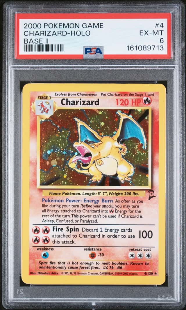 2000 Pokemon Charizard Base Set 2 Holo PSA 6 EX-MT