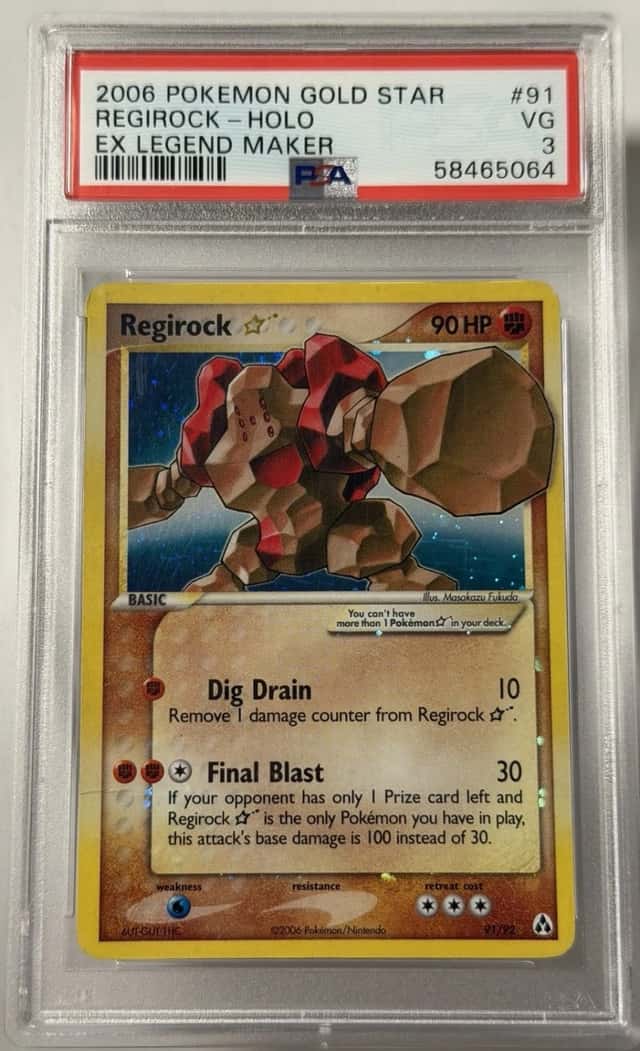 2006 Pokemon EX Legend Maker Regirock Gold Star 91/92 Holo PSA 3
