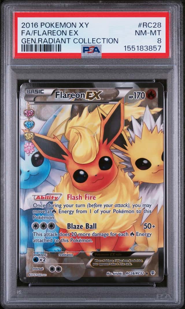 2016 Pokemon XY Generations Radiant Collection #RC28 FA Flareon EX PSA 8 NM-MT