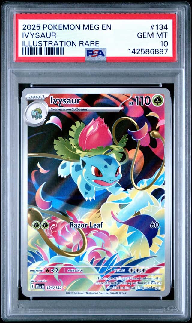 Pokemon ME01 Mega Evolution Ivysaur 134/132 Illustration Rare Holo PSA 10