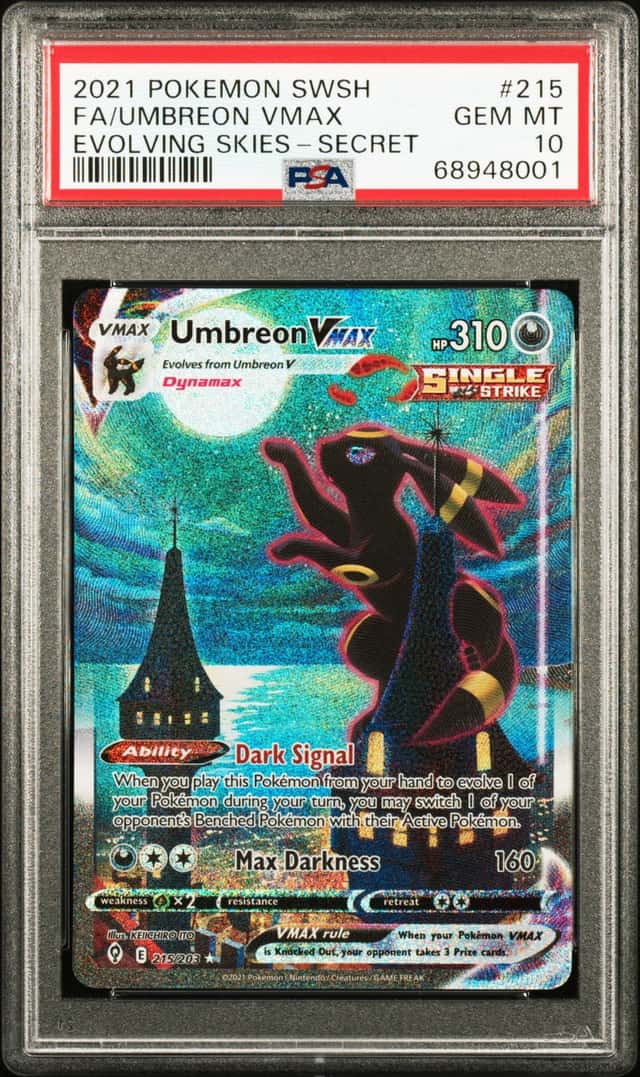 2021 Pokemon Umbreon VMAX 215/203 Secret Rare Alt Art PSA 10  Moonbreon Evolving