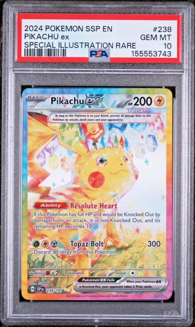 2024 POKEMON PIKACHU ex SPECIAL ILLUSTRATION RARE EN-SURGING SPARKS #238 PSA 10