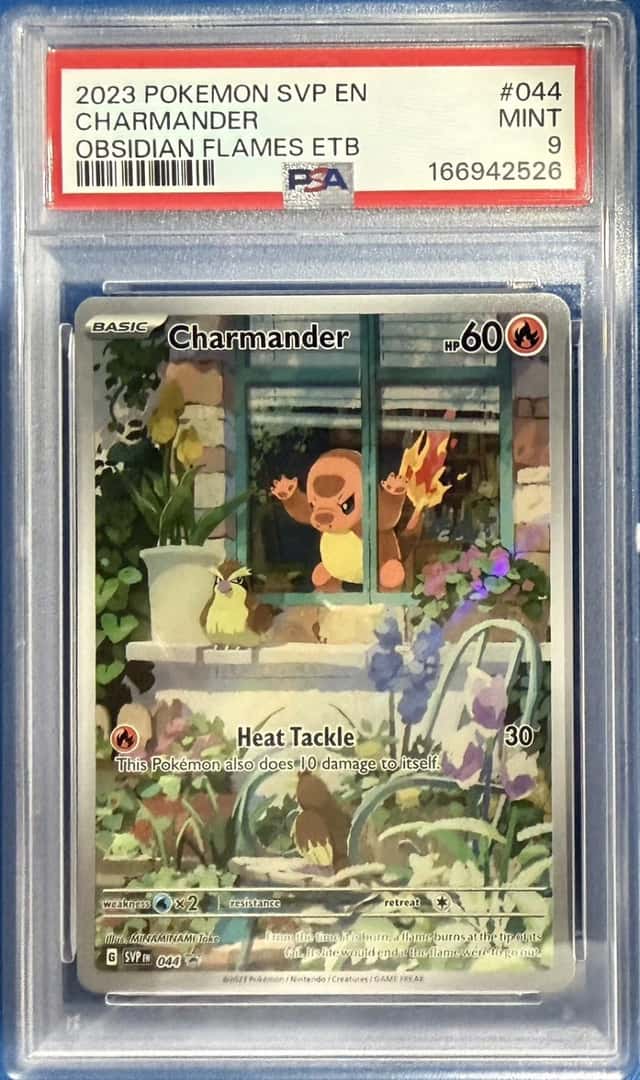 Pokemon 2023 SVP EN-SV Black Star ETB Promo 044 Charmander Obsidian Flames PSA 9