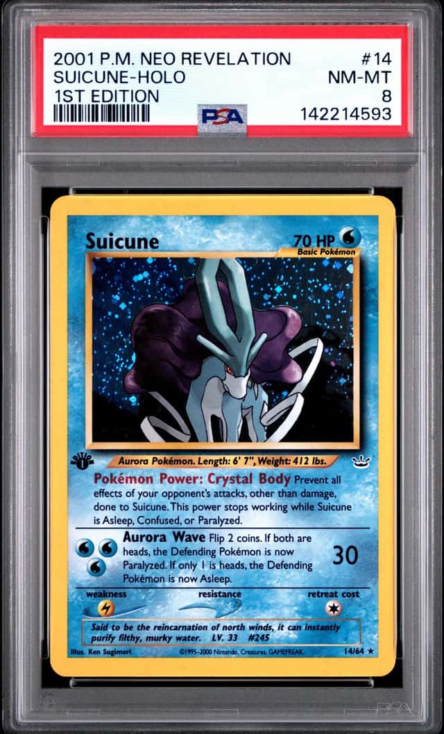 POKEMON SUICUNE 2001 NEO REVELATION 1ST EDITION HOLO #14 PSA 8 Q7285