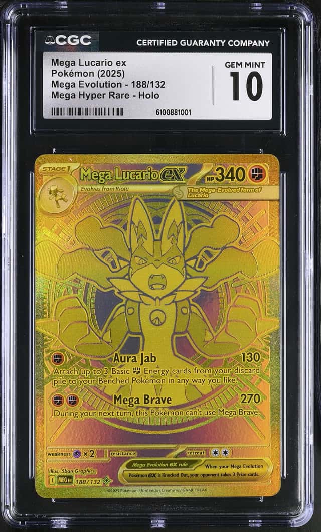 Pokemon Co Mega Lucario ex 188/132 Me01: Mega Evolution Holo EN CGC 10 2025