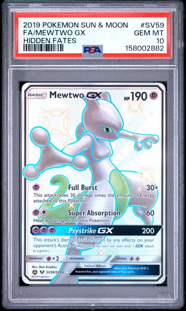 2019 Pokemon SM Hidden Fates Mewtwo GX #SV59/SV94 PSA 10 GEM MINT
