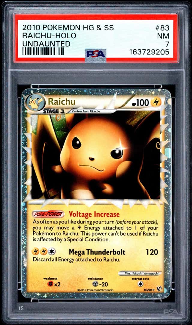 2010 POKEMON HEARTGOLD & SOULSILVER UNDAUNTED #83 RAICHU-HOLO PSA 7