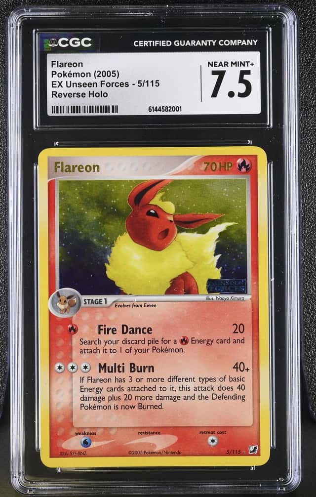 2005 Pokemon EX Unseen Forces Flareon Reverse Holo #5/115 CGC 7.5