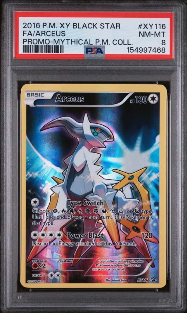 2016 POKEMON XY BLACK STAR PROMO XY116 FA/ARCEUS MYTHICAL POKEMON COLL. PSA 8