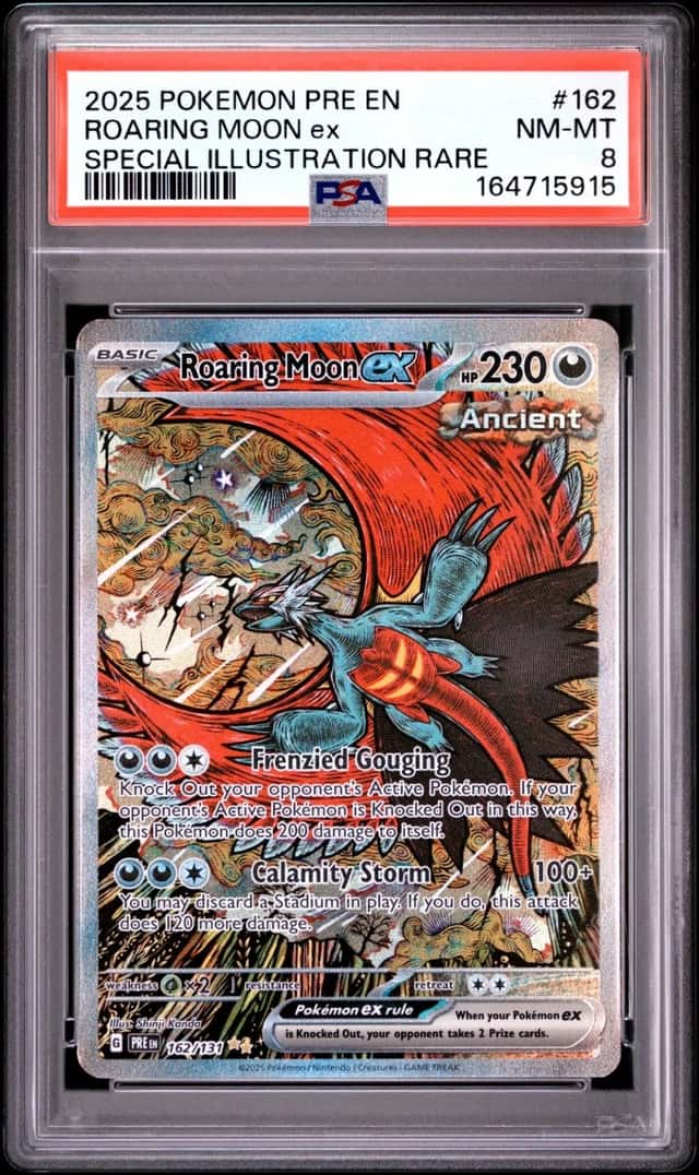 2025 POKEMON PRISMATIC EVOLUTION SPECIAL ILLUSTRATION RARE ROARING MOON EX PSA 8