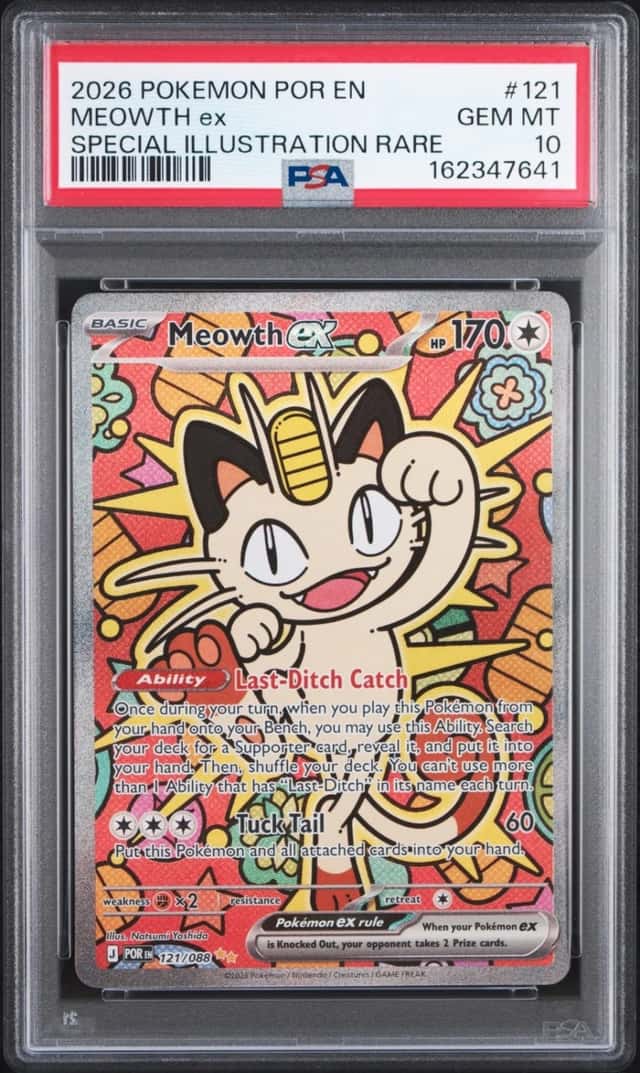 2026 POKEMON POR EN-PERFECT ORDER SPECIAL ILLUSTRATION RARE MEOWTH EX PSA 10