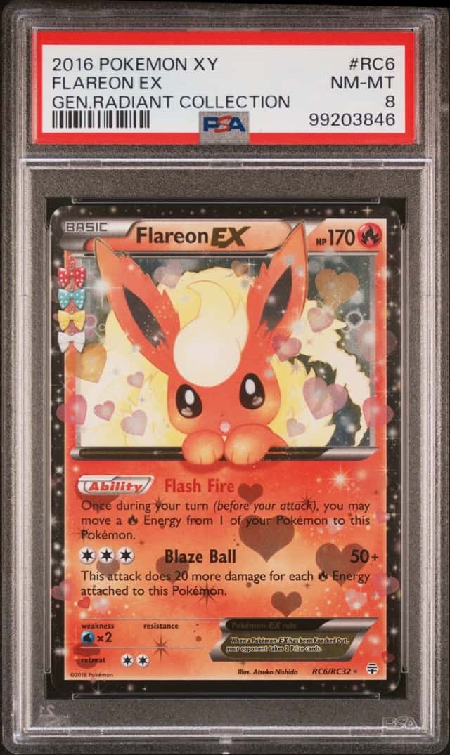 2016 POKEMON XY GENERATIONS RADIANT COLLECTION #RC6 FLAREON EX PSA 8