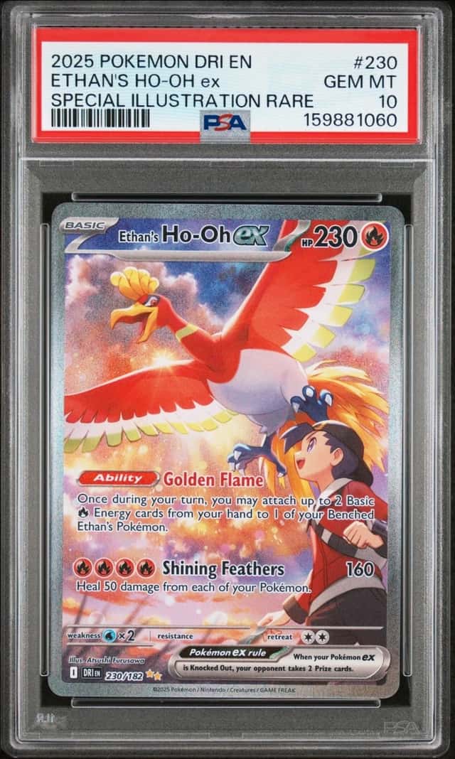 2025 POKEMON DESTINED RIVALS SPECIAL ILLUSTRATION RARE ETHAN'S HO-OH EX PSA 10