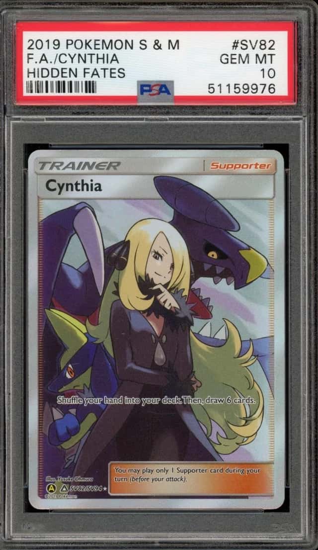 Pokemon Cynthia Hidden Fates Full Art SV82/SV94 PSA 10 Gem Mint