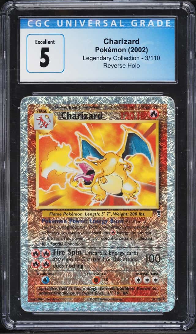 2002 Pokemon Legendary Collection Reverse Holo Charizard #3 CGC 5 EX