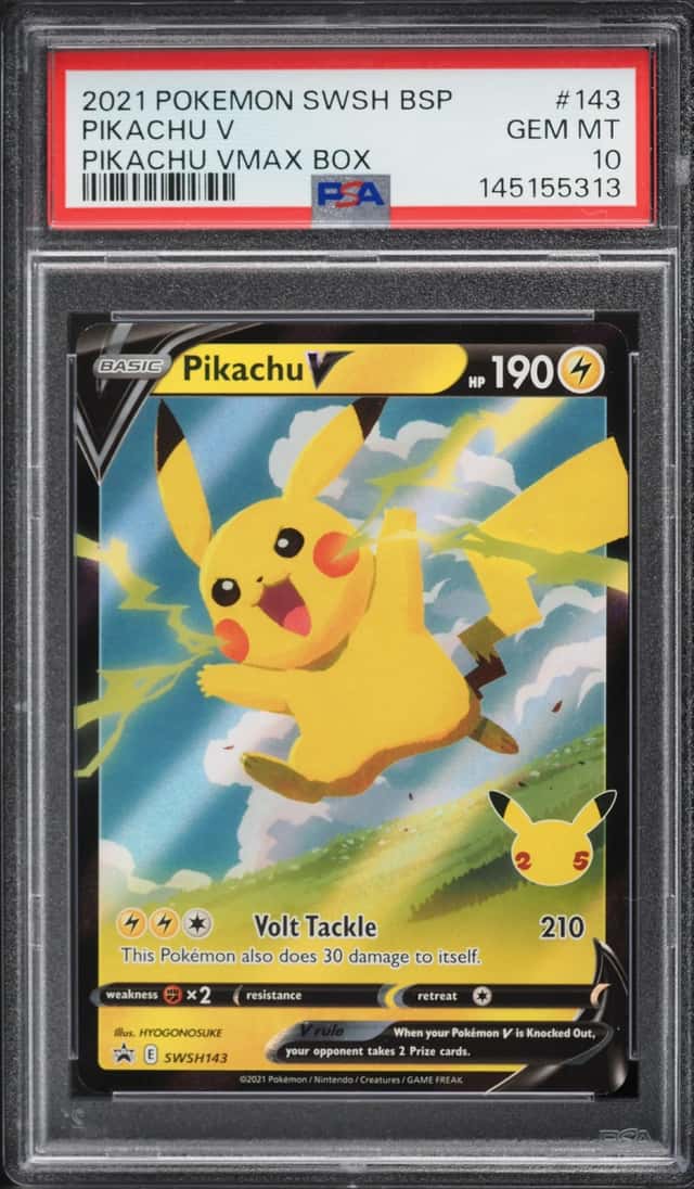 2021 Pokemon Sword & Shield Promo Pikachu VMAX Box Holo Pikachu V #143 PSA 10 GEM MINT