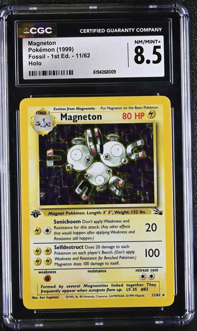 1999 Pokemon Fossil 1st Edition Holo Magneton #11 CGC 8.5 NM-MT+