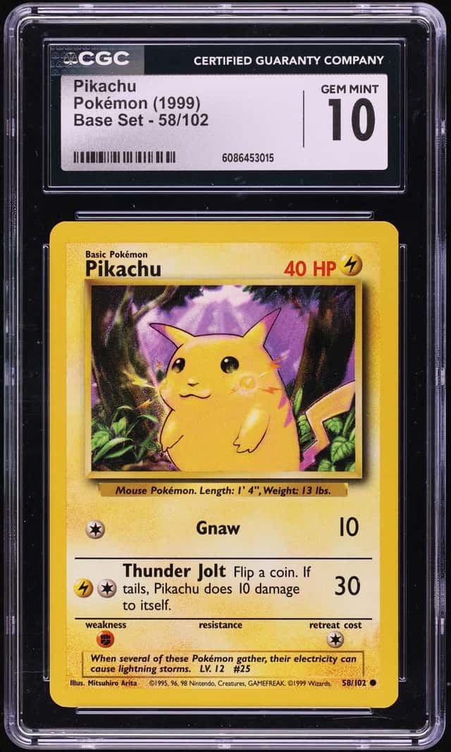 1999 Pokemon Base Set Pikachu #58 CGC 10 GEM MINT