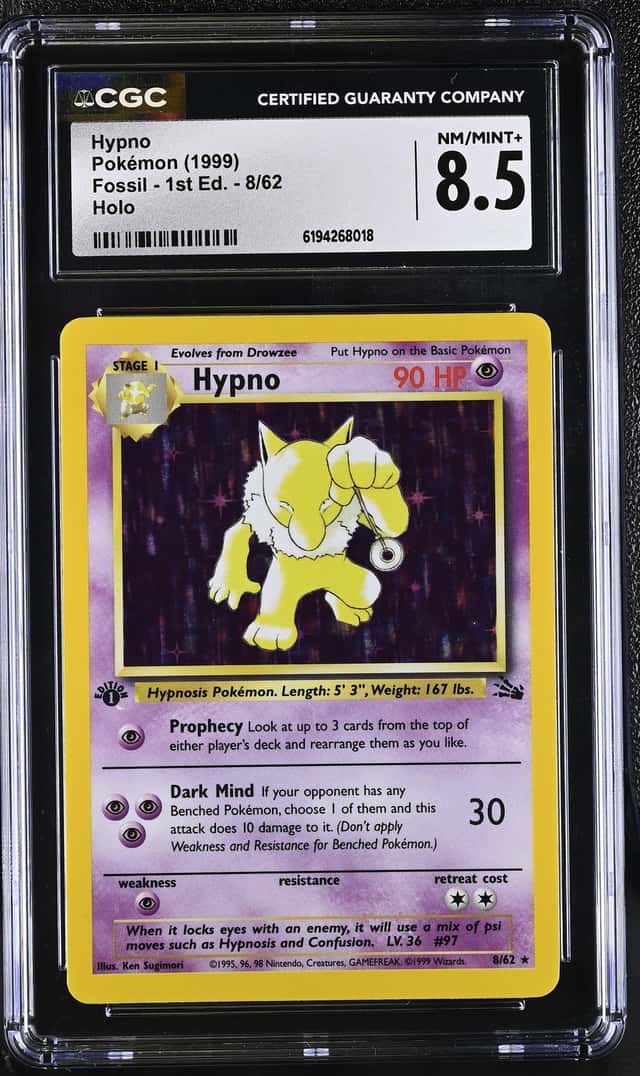 1999 Pokemon Fossil 1st Edition Holo Hypno #8 CGC 8.5 NM-MT+