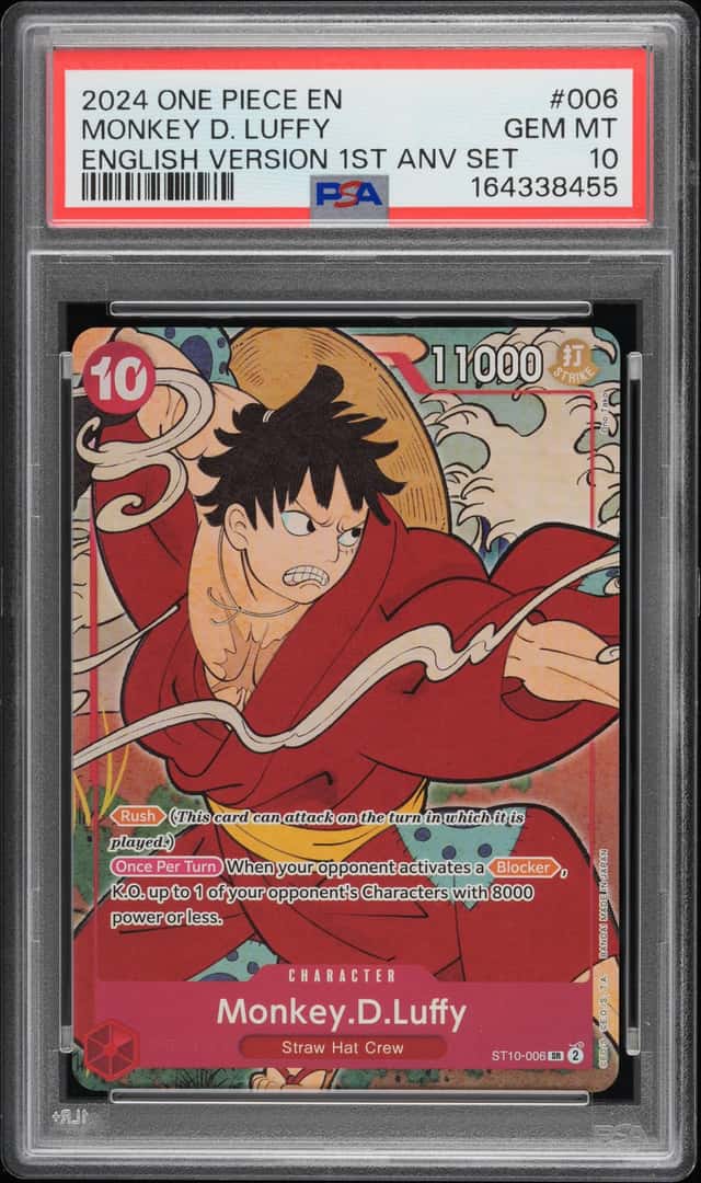 2024 ONE PIECE ENGLISH VERSION 1ST ANNIVERSARY SET #006 MONKEY D. LUFFY PSA 10