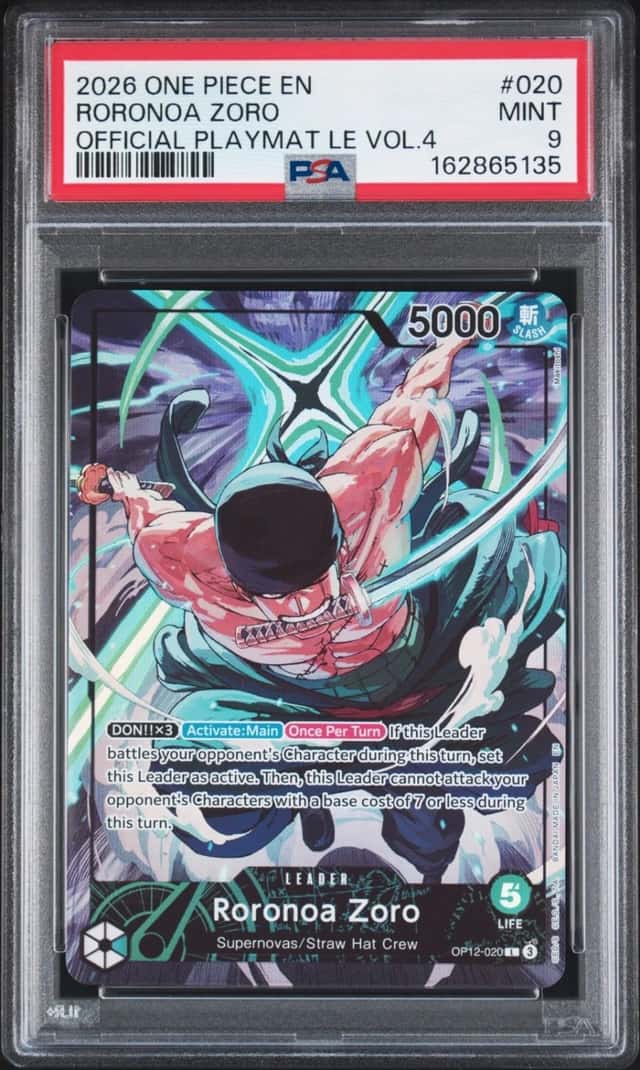 2026 ONE PIECE PROMOS OFFICIAL PLAYMAT LIMITED EDITION VOL.4 RORONOA ZORO PSA 9