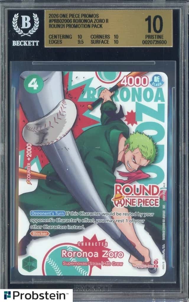 2026 One Piece English PRB02006 Roronoa Zoro Round1 Promo BGS 10 PRISTINE