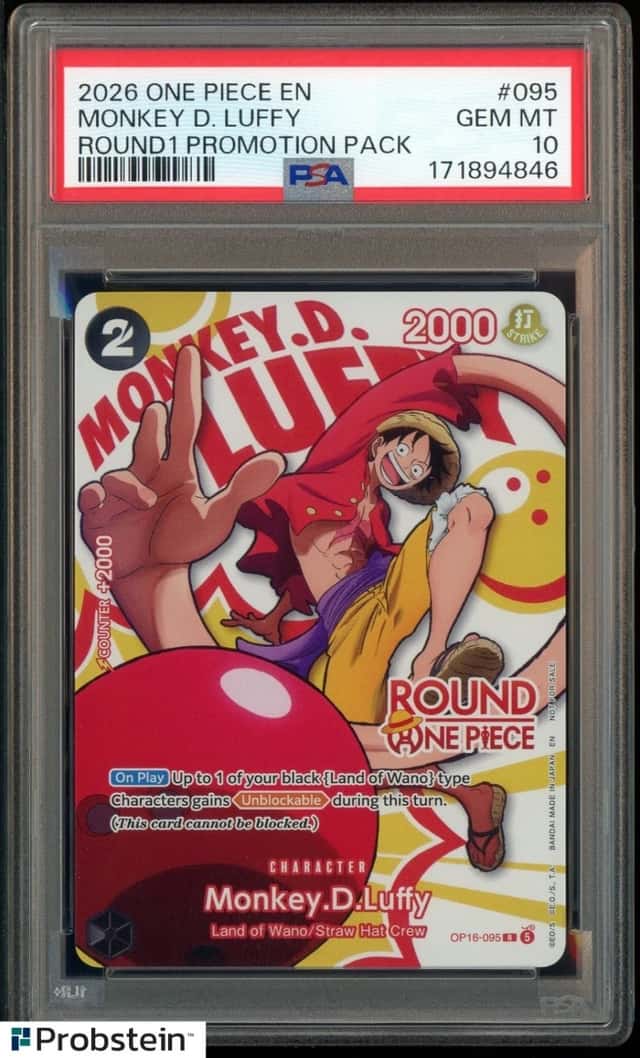 2026 One Piece English OP16-095 Monkey D Luffy Round1 Promo PSA 10 GEM MINT