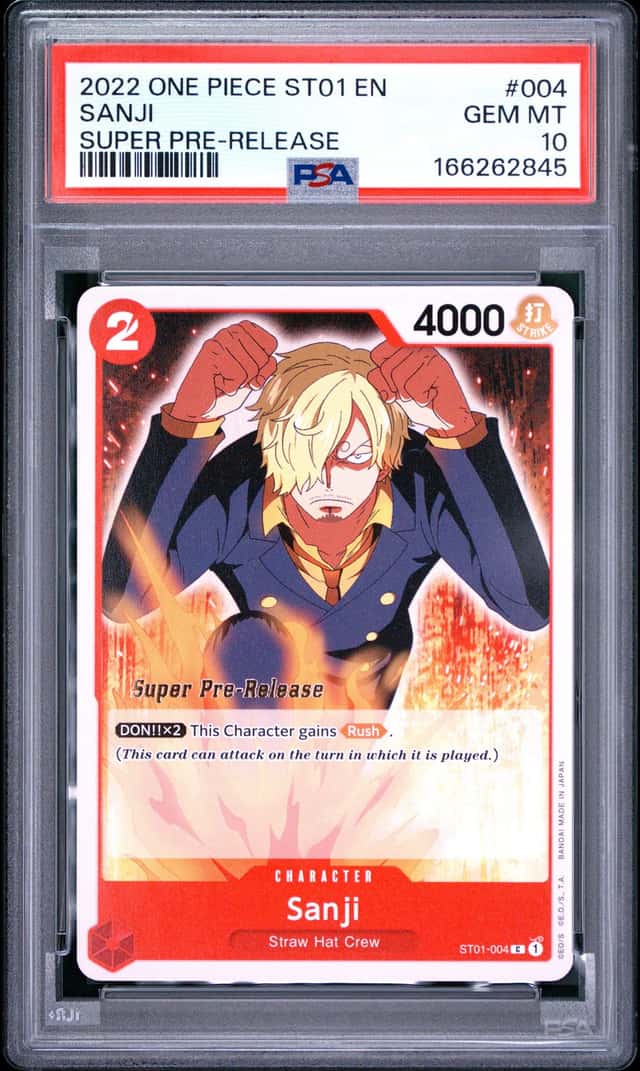 2022 ONE PIECE STARTER DECK ST01-STRAW HAT CREW SUPER PRE-RELEASE SANJI PSA 10