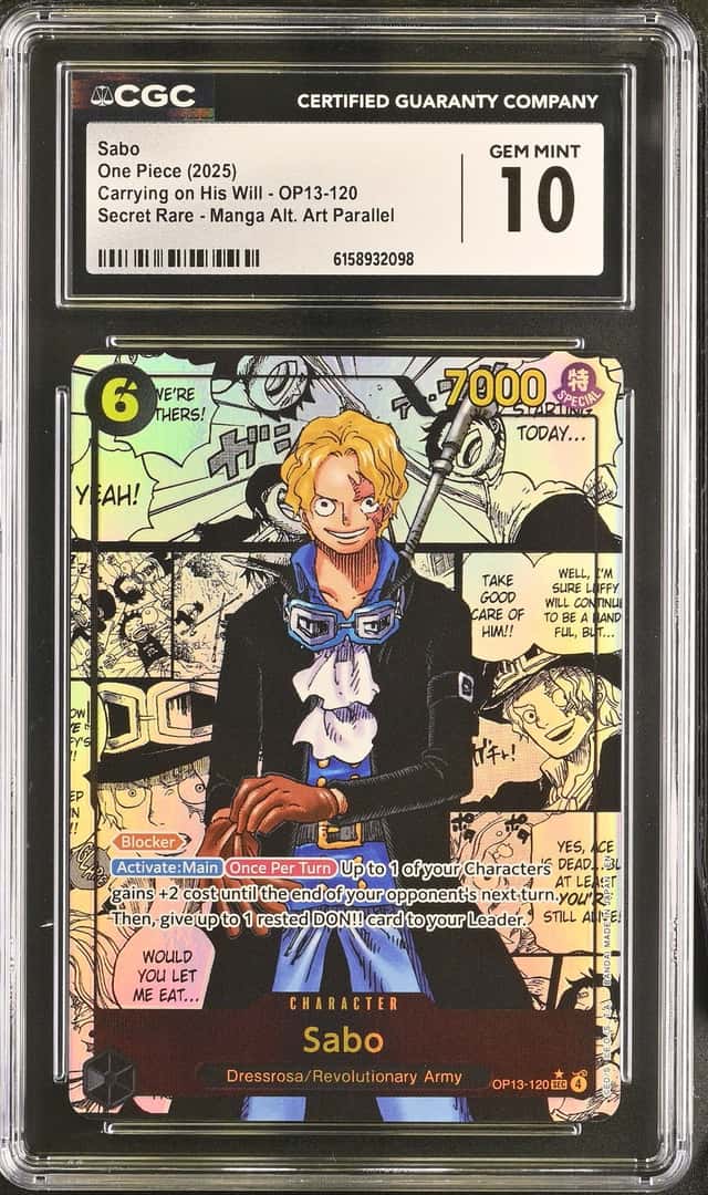 2025 One Piece Sabo Carrying on His Will Secret Rare Manga Alt Art CGC 10