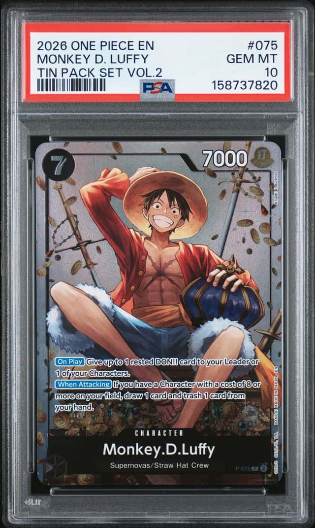 PSA 10 - 2026 ONE PIECE PROMOS TIN PACK SET VOL.2 #075 MONKEY D. LUFFY