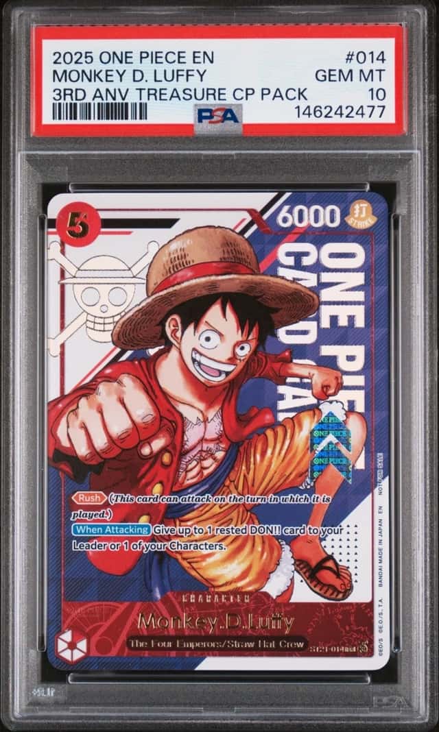 2025 ONE PIECE MONKEY D. LUFFY 3RD ANNIV! OP TREASURE CAMP PCK #014 PSA 10