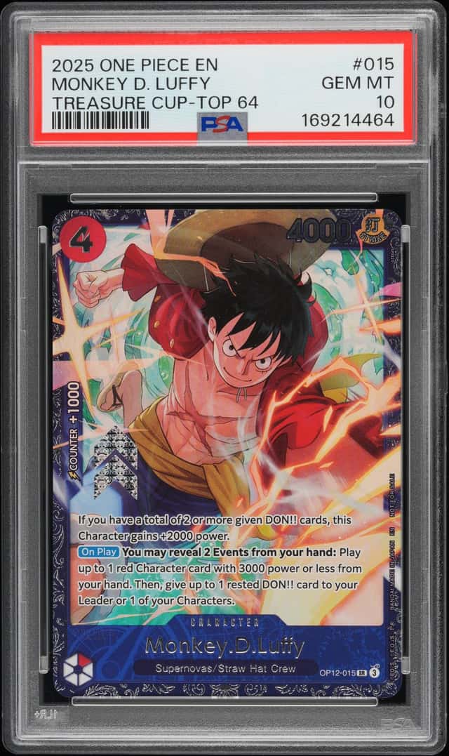 2025 One Piece EN Treasure Cup Top 64 #015 Monkey D Luffy PSA 10 GEM MINT