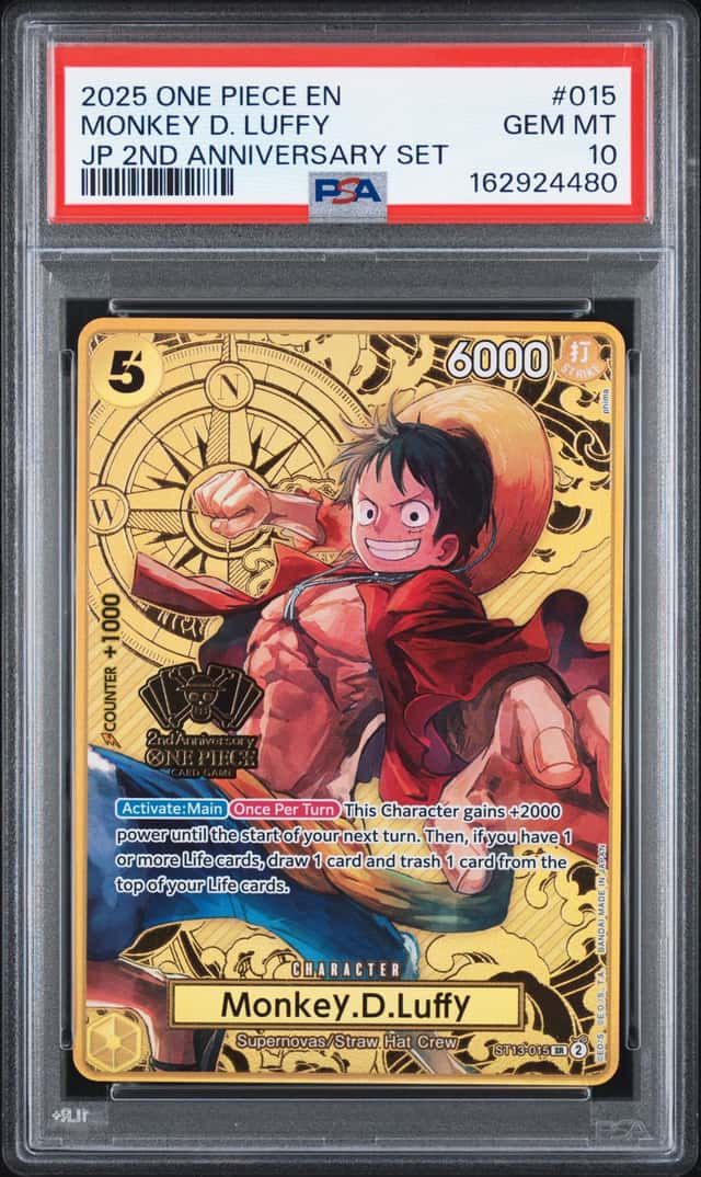 2025 One Piece EN JP 2nd Anniversary Set #015 Monkey.D.Luffy PSA 10 GEM MT
