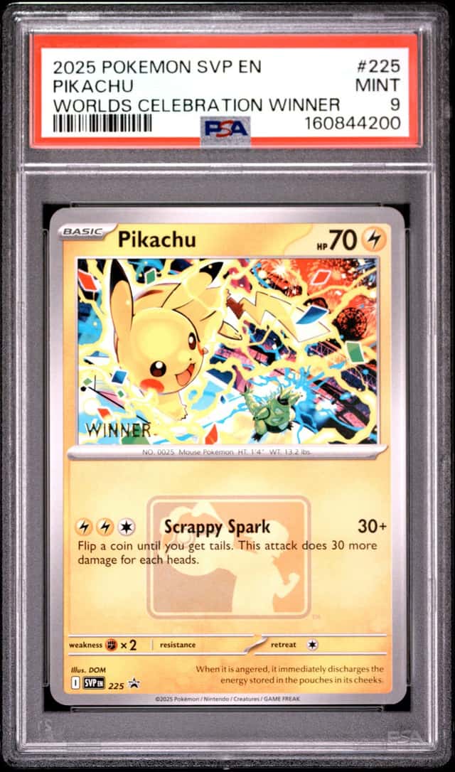 2025 POKEMON SVP PROMO WORLDS CELEBRATION TOURNAMENT WINNER #225 PIKACHU PSA 9