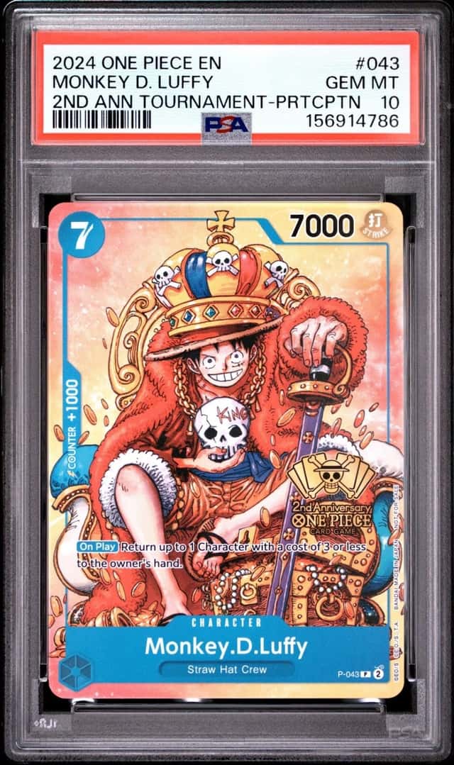 2024 ONE PIECE 2ND ANNIVERSARY TOURNAMENT #043 MONKEY D. LUFFY PSA 10