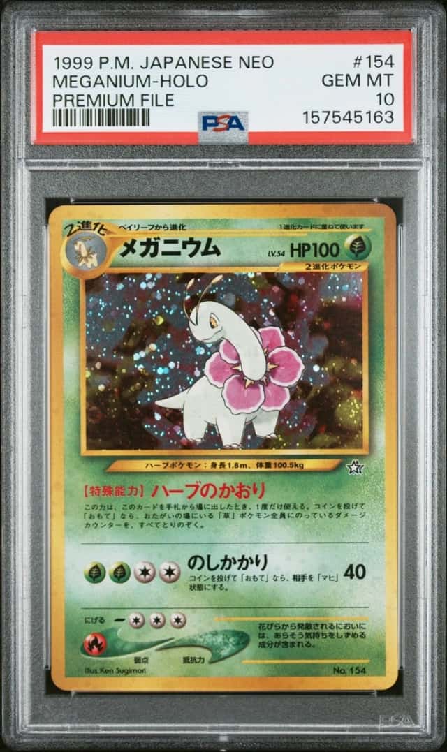 Pokemon Meganium Holo Neo Promo 154 Premium File Japanese PSA 10 Gem Mint