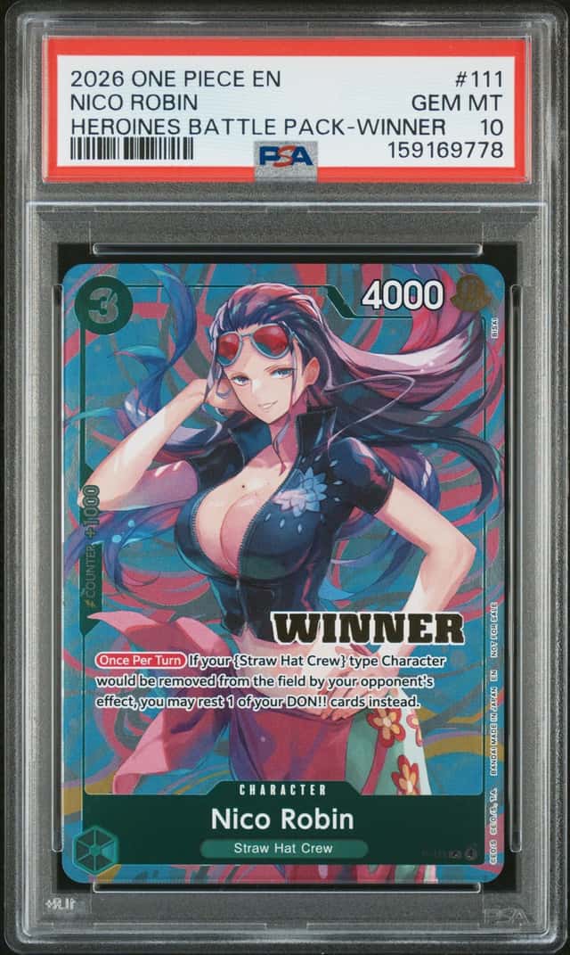 2026 ONE PIECE HEROINES BATTLE PACK #111 Nico Robin WINNER PSA 10 GEM MINT