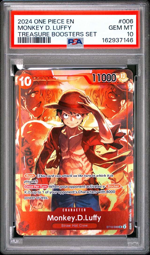 2024 ONE PIECE PROMOS TREASURE BOOSTERS SET #006 MONKEY D. LUFFY PSA 10