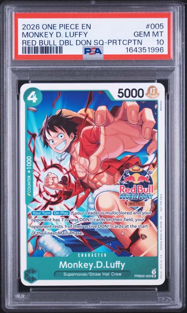 2026 ONE PIECE RED BULL DOUBLE DON!! STORE QUALIFIER MONKEY D. LUFFY PSA 10