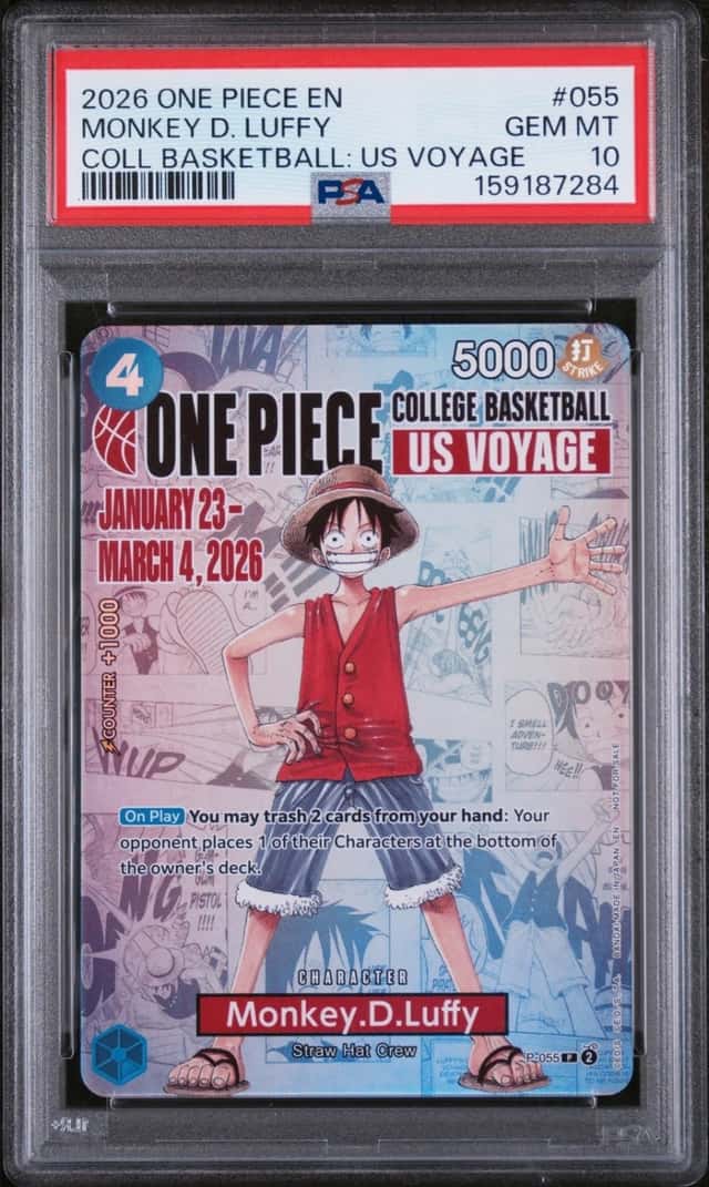 2026 ONE PIECE COLLEGE BASKETBALL: US VOYAGE PROMOS #055 MONKEY D. LUFFY PSA 10