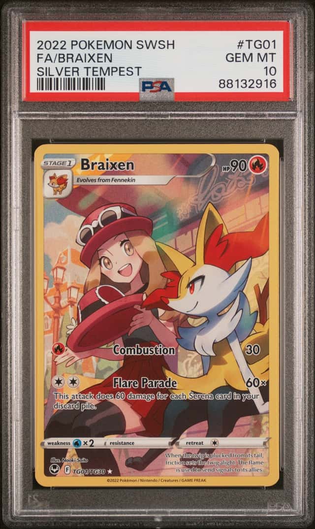 Pokemon Braixen Silver Tempest Full Art TG01/TG30 PSA 10 Gem Mint